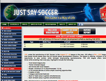 Tablet Screenshot of justsaysoccer.com